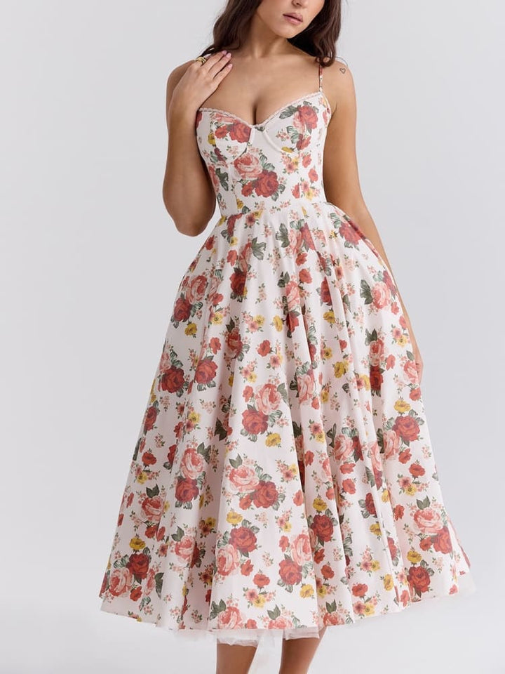 Μίντι φόρεμα από τούλι ιταλικό τριαντάφυλλο
