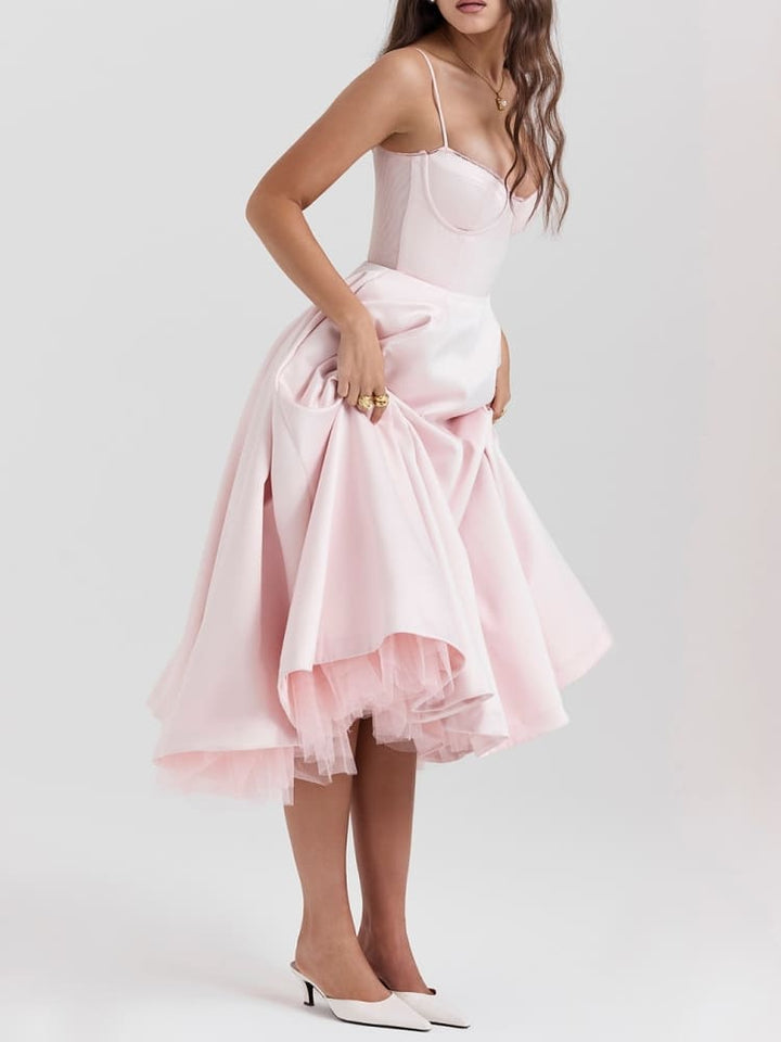 فستان راقصة الباليه الوردي ميدي