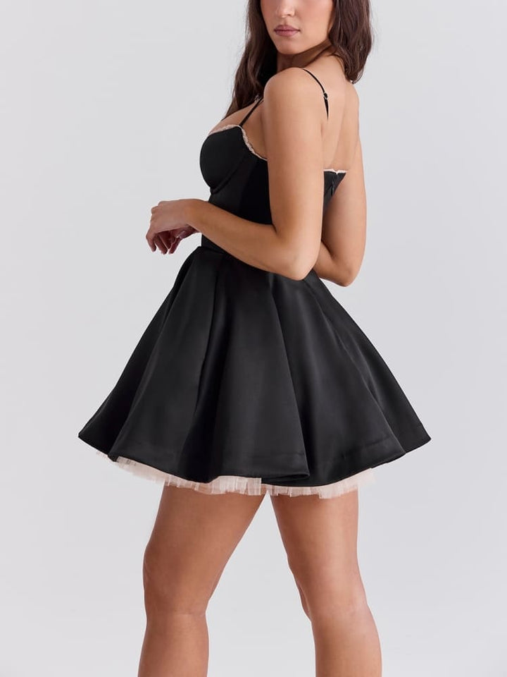 Zwarte Tule mini-jurk