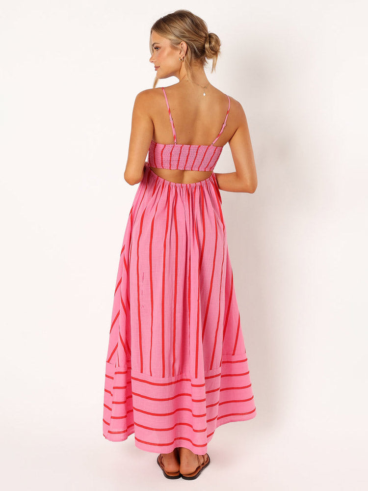 Gestreepte maxi-jurk met slip