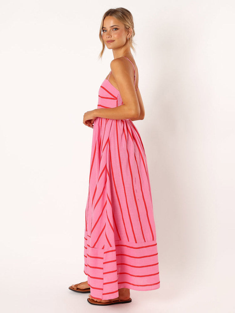 Gestreepte maxi-jurk met slip