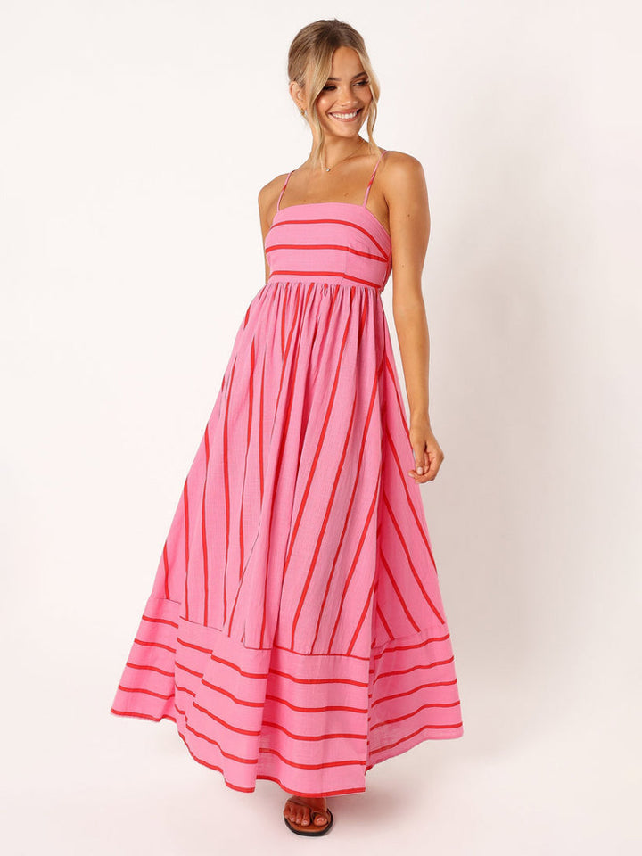 Gestreepte maxi-jurk met slip