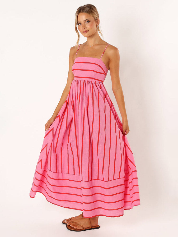 Gestreepte maxi-jurk met slip