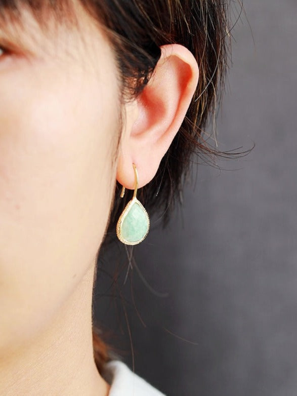 Boucles d'oreilles pendantes en amazonite Yuriyawi