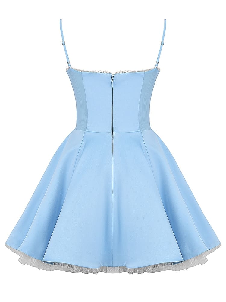 Tiulowa mini sukienka Kopciuszek w kolorze niebieskim