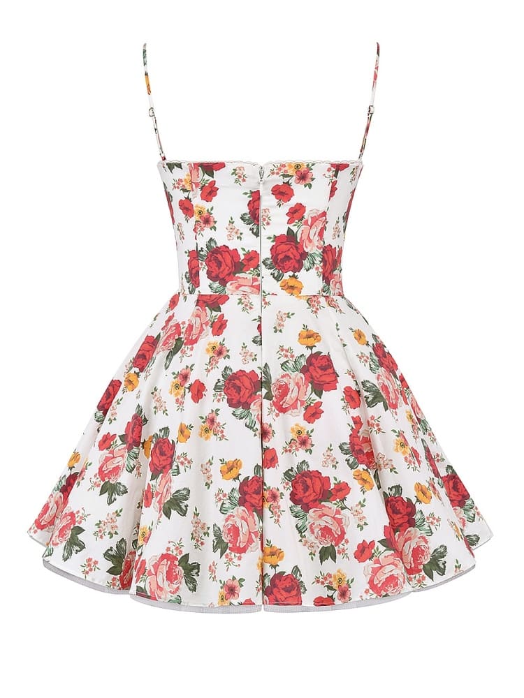 Minivestido italiano de tule com estampa rosa